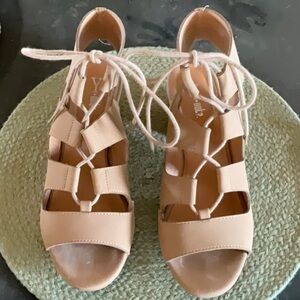 Y not lace up sandals. Beige. Size 9.5